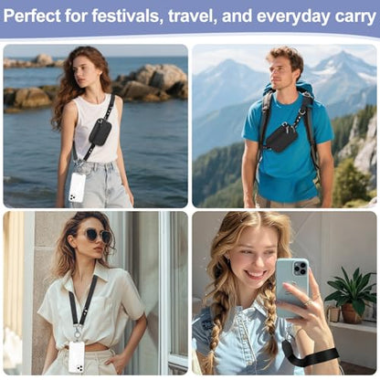 Phone Lanyard Crossbody with Detachable RFID Wallet (Black) - color: Black, size: Medium