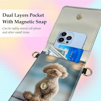 Small Crossbody Bags for Women Touchscreen Cell Phone Bag Cross Body Purses with adjustable Strap,Gifts For Teenage Girls - color: Poodle Dog in Meditation