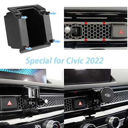 Civic 2026-2022(NOT CRV/Accord/HRV) Magnet Car Phone Holder Stand Apply to 11th Gen,360°Rotation Upgraded in Air Vent/Dashboard Car Phone Mount Custom for Honda Civic Apply to All inch Phone