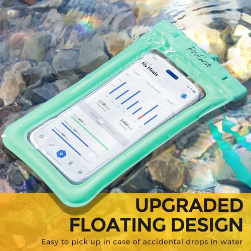 ProCase 2 Pack Floating Waterproof Phone Pouch, IPX8 Dry Bag for 7" Phones | Fits iPhone 17/16/15/14, Galaxy S24/S23 & Pixel 8/7. Touchscreen Waterproof Pouch for Swimming, Diving & Snow -Bluegreen - color: Blue/Green