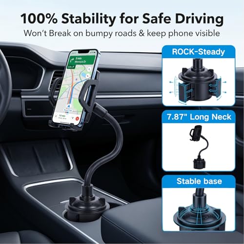 YUHENG Cup Holder Phone Holder for Car Stable Expandable Cup Base One-Button Quick Release