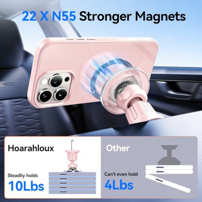 for MagSafe Car Mount,【22 N55 Super Magnets】 Magnetic Phone Holder for Car Air Vent, Cell Phone Mount Car Accessories Compatible with iPhone 17 16 15 14 13 12 Pro Max (Pink) - color: Pink