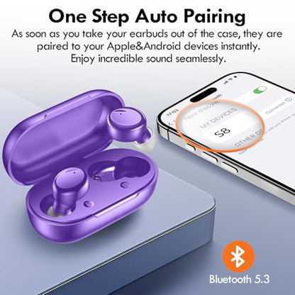 Lanteso True Wireless Earbuds Bluetooth 5.4, in Ear Headphones - color: Purple