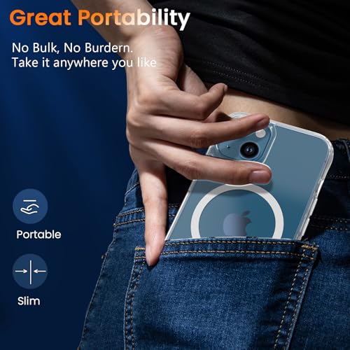 WRJ Magnetic Clear Case for iPhone 14 Plus 6.7-Inch,Clear | Fit for Magsafe,Military Grade Drop Protection,Non-Yellowing Anti-Scratch Ultra Slim Transparent Shockproof Phone Case - size: For iPhone 14 Plus 6.7 Inch