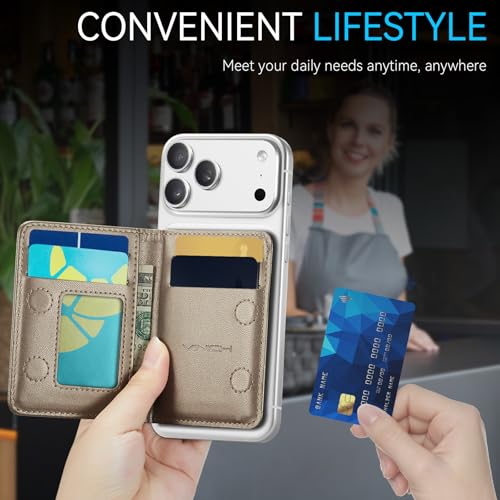 Vinich for MagSafe Wallet Magnetic RFID Blocking Card Holder, Desert Gold - color: Desert Titanium