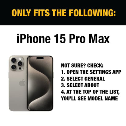 DEWALT Heavy Duty 9H+ Glass for iPhone 15 Pro Max Screen Protector, Military Grade Shatterproof & Durable, Screen Protector 15 Pro Max Tempered Glass, Anti-Fingerprint & Smudge Protection, 2 Pack - size: iPhone 15 Pro Max