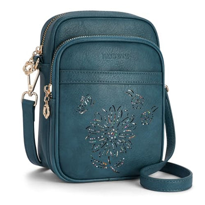 Small Crossbody Bags for Women, RFID Phone Purse with Card Slots, Triple Compartments Lightweight Shoulder Bag - color: 2-peacock-blue