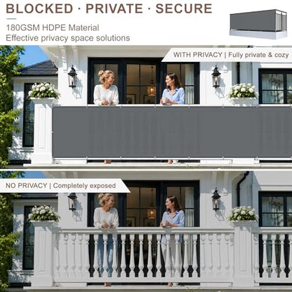 SUNNY GUARD 3' x 10' Balcony Privacy Screen, HDPE Patio Railing Cover Fence - color: Dark Gray, size: 0 3' x 1 0'
