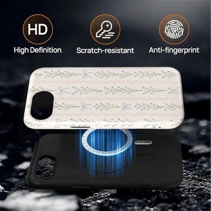 Magnetic for iPhone 16e Case,[Compatible with Magsafe] Dual Layer Protective Heavy Duty Shockproof Rugged Drop Protection Bumper Hybrid Case - Blue Bow Stripes - color: Blue Bow Stripes, size: iPhone 16e