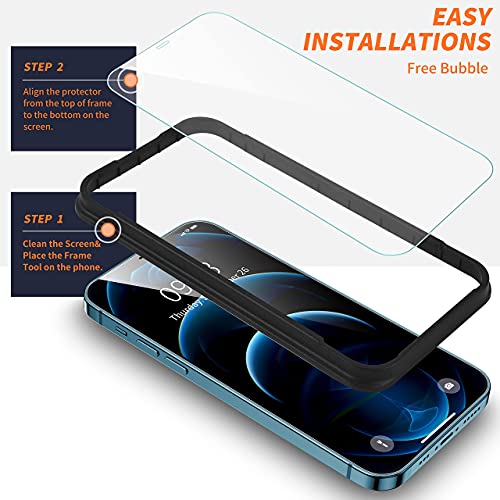 ImpactStrong 3-Pack Shatterproof Tempered Glass Screen Protector for iPhone 12 / iPhone 12 Pro [Easy Installation Frame] [Bubble Free] [9H Hardness] [Full Coverage] Case Friendly, 6.1 Inch - size: iPhone 12/12 Pro