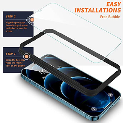 ImpactStrong 3-Pack Shatterproof Tempered Glass Screen Protector for iPhone 12 / iPhone 12 Pro [Easy Installation Frame] [Bubble Free] [9H Hardness] [Full Coverage] Case Friendly, 6.1 Inch - size: iPhone 12/12 Pro