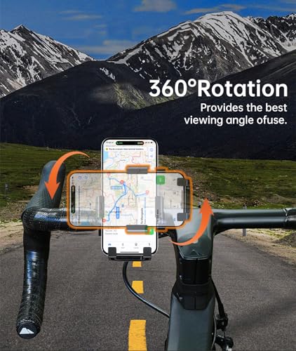 Bike Phone Holder Mount, Secure Handlebar Phone Mount Holder for Bike and Motorcycle, Suitable for iPhone and 4.5-6.8" Smartphones, Black
