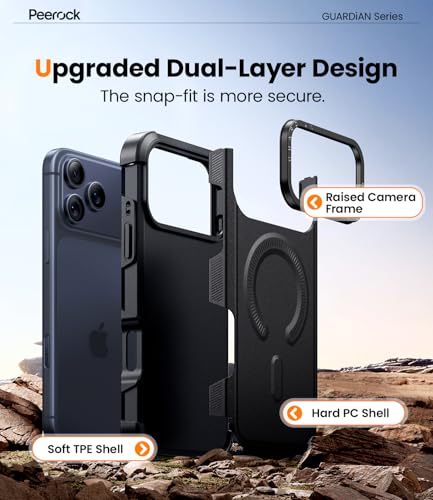 Heavy Duty for iPhone 17 Pro Max Case, [20FT Military Grade Drop Protection] Dual-Layer Shockproof Protective Phone Case, Fit for Magsafe, Rugged Tough Durable Cover, Guardian Series - Black - color: Black