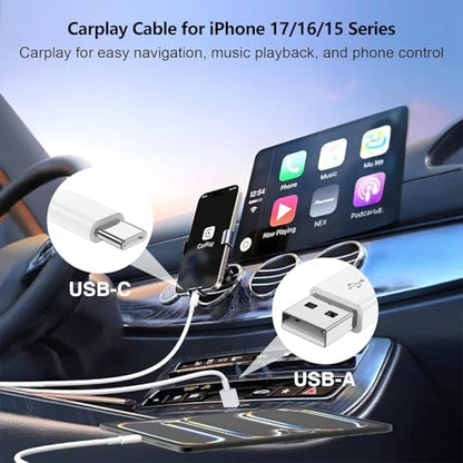 48W USB C Car Charger, Dual Port USB-C & USB-A Car Fast Charging Adapter - color: White, size: 3ft