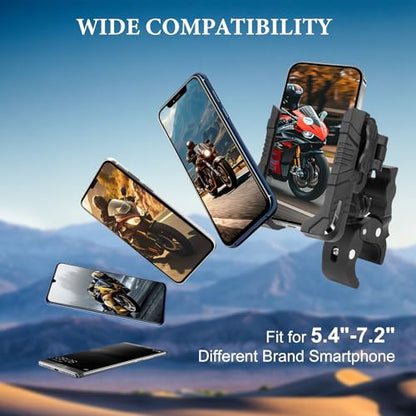 Universal Phone Mount for Bike/Motorcycle/Scooter/ATV, 720° Rotatable Anti-Shake Holder with One-Hand Quick Release &Secure Lock Knob, Fits 5.4-7.2” iPhone 16/15/14/13 Pro Max, 75026 - size: Phone holder Super Clamp
