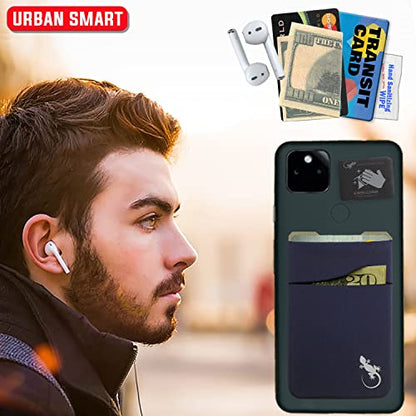 Gecko Travel Tech Double Pocket - Adhesive Card Holder - Cell Phone Pouch - Stick on Spandex Pocket - Carry Credit Cards and Cash (Navy) - color: NAVY