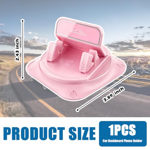 Car Dashboard Phone Holder,360° Rotation Car Phone Holder,Anti-Slip Design - color: Pink