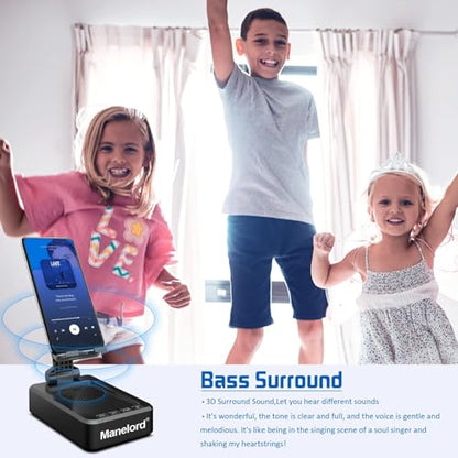 Cell Phone Stand with Wireless Bluetooth Speaker Compatible for iPhone/Samsung/iPad Tablet, Anti-Slip Design Phone Stand with HD Surround Sound for Home,Office,Outdoor etc. - color: Black