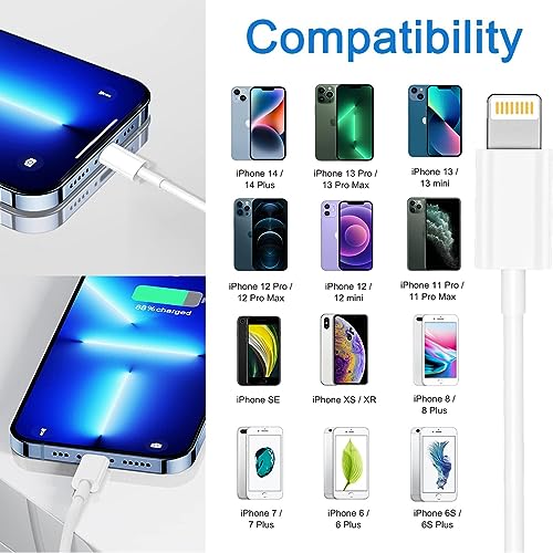 Fast Charger iPhone,3Pack【Apple MFi Certified】Charge iPhone14 Fast Charging - color: White 10FT