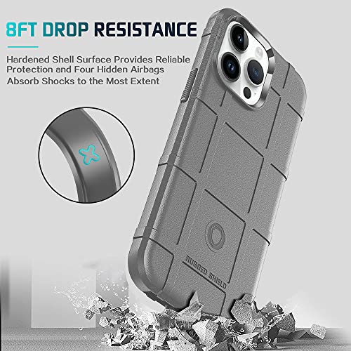 Rugged Shield 8ft Drop Proof TPU Thick Armor Tactical Protective Case Compatible with iPhone 14 Pro Max (6.7 inches) - Concrete Grey - color: Concrete Grey, size: iPhone 14 Pro Max