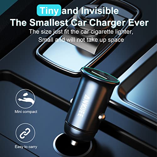 Ankuee USB-C Car Charger, PD 60W and QC3.0 30W