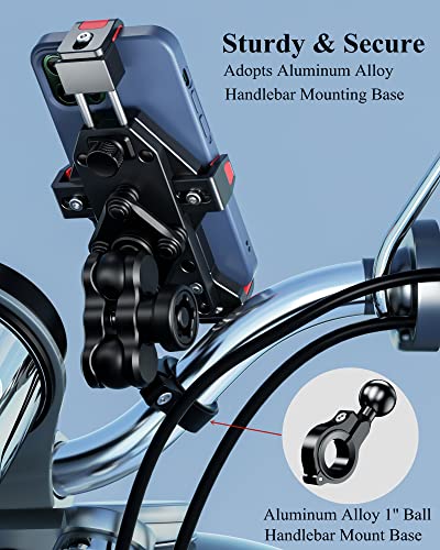BRCOVAN Anti-Theft Aluminum Alloy Motorcycle Phone Mount Holder - color: BLACK