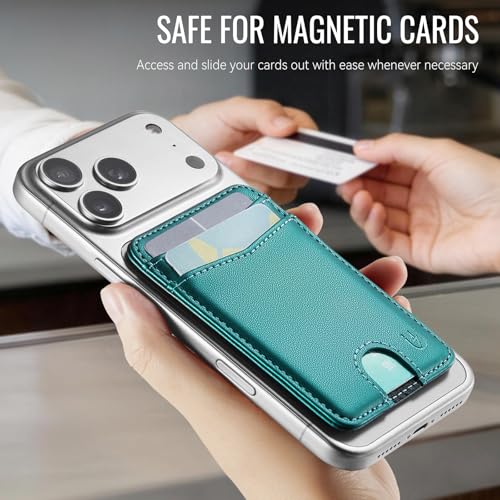 for Magsafe Wallet Magnetic Card Holder RFID Blocking, Bluish Green - color: Bluish Green