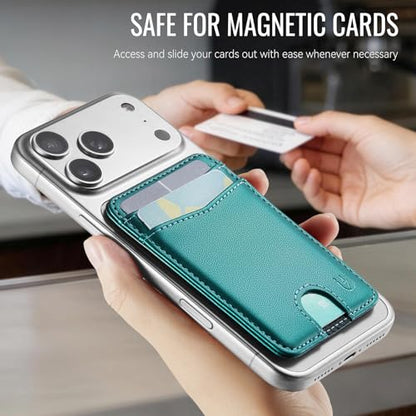 for Magsafe Wallet Magnetic Card Holder RFID Blocking, Bluish Green - color: Bluish Green