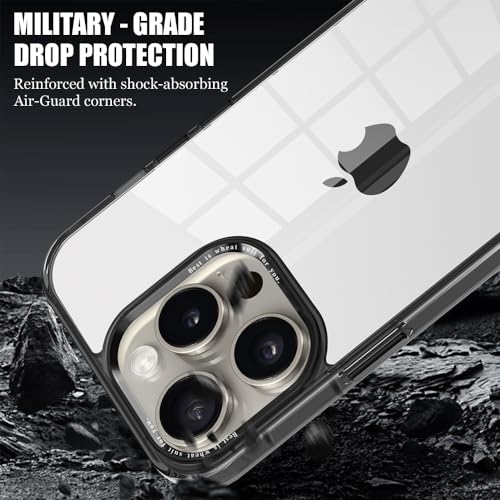 CcacHe Designed for iPhone 15 Pro Case,[Anti-Yellowing] [Military-Grade Protection] Anti-Scratch Transparent Back Slim Shockproof Phone Cover 6.1 Inch (Black) - color: Black