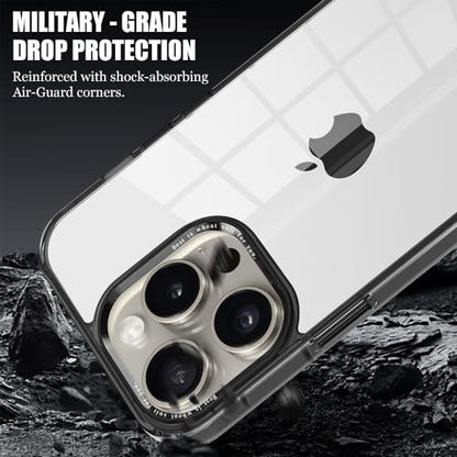 CcacHe Designed for iPhone 15 Pro Case,[Anti-Yellowing] [Military-Grade Protection] Anti-Scratch Transparent Back Slim Shockproof Phone Cover 6.1 Inch (Black) - color: Black