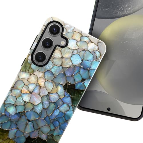 Compatible with Samsung Galaxy S24 FE Case,Glossy Case All-Round Protection Shockproof Anti-Scratches TPU Cover,Cases for Man Woman-Hydrangeas Bush Stained Glass - color: Hydrangeas Bush Stained Glass, size: Galaxy S24 FE