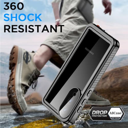 AICase for Samsung Galaxy S25 Edge Case Waterproof, Clear Water Proof Shockproof Snowproof Dustproof Full Body Rugged Transparent Underwater Phone Case with Lanyard Built-in Screen Protector - size: Galaxy S25 Edge