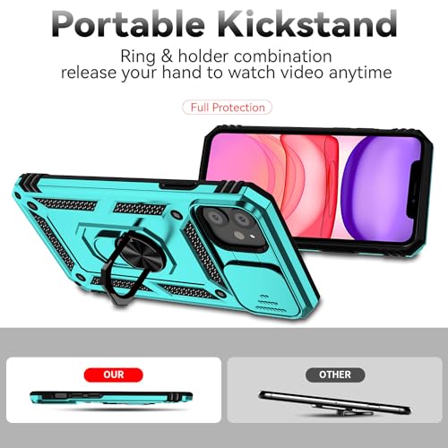 for iPhone 11 Case,with Screen Protectors and Camera Cover,[Military Grade] 16ft.Drop Tested Cover with Magnetic Kickstand Protective Case for iPhone 11 6.1 inch, Mint - color: Mint