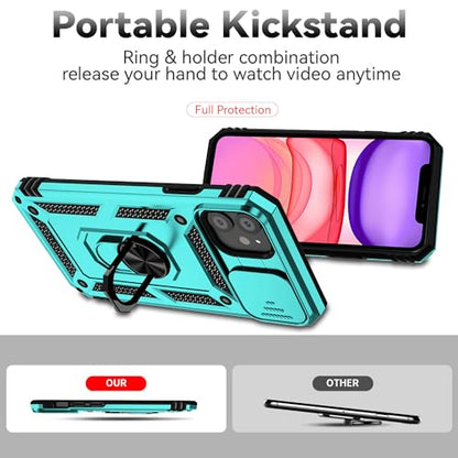 for iPhone 11 Case,with Screen Protectors and Camera Cover,[Military Grade] 16ft.Drop Tested Cover with Magnetic Kickstand Protective Case for iPhone 11 6.1 inch, Mint - color: Mint