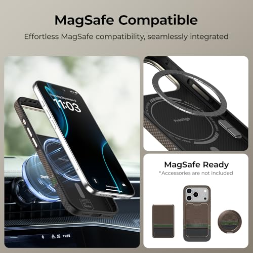 BENKS Prestige ArmorPro Case for iPhone 17 Pro Max with Camera Control Button, [Compatible with Magsafe] Full-Body Protective Case Made with Dupont Kevlar 1000D Aramid Fiber - color: Prestige ArmorPro