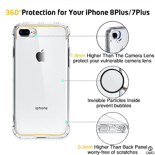 ONES for iPhone 8 Plus/7 Plus Case Clear, Slim Soft TPU Silicone Cover, Military Drop Protective Thin Phone Bumper Case with Shockproof Airbags, Yellowing Resistant, Transparent - color: HD High Transparency, size: iPhone 8Plus / 7Plus