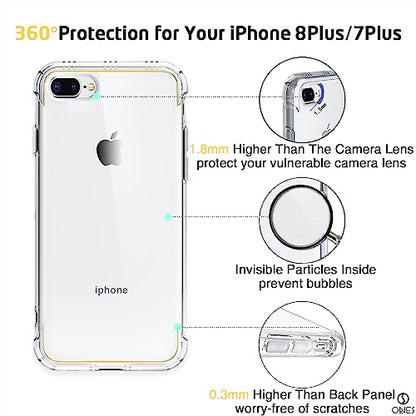 ONES for iPhone 8 Plus/7 Plus Case Clear, Slim Soft TPU Silicone Cover, Military Drop Protective Thin Phone Bumper Case with Shockproof Airbags, Yellowing Resistant, Transparent - color: HD High Transparency, size: iPhone 8Plus / 7Plus