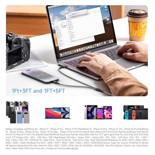 2 in 1 USB C to Lightning and USB C Cable 100W Fast Charging 6FT 1Pack - color: Grey, size: 6FT