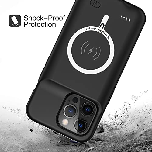 Battery Case for iPhone 13 Pro Max, Upgraded 12000mAh Battery Pack Rechargeable Charger Case with Wireless Charging Compatible for iPhone 13 Pro Max (6.7 inch) External Charging Cover (Black) - size: iPhone 13 Pro Max