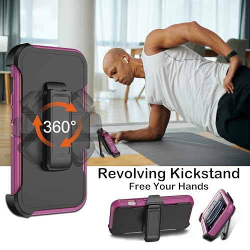 KECAI for iPhone 16e Case with Belt Clip Holster,Screen Protector X2,Heavy Duty Shockproof Drop Protection Military Grade 3 Layers Full Covered Rugged Durable Phone Cover for Apple 16e (Burgundy) - color: Burgundy