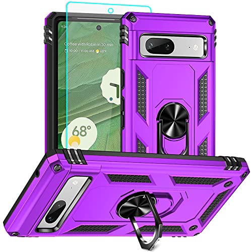 for Pixel 7a Case, Google Pixel 7A Phone Case with HD Screen Protector, [Military Grade 16ft. Drop Tested] Ring Shockproof Protective Phone Case for Google Pixel 7a,Purple - color: Purple, size: Google Pixel 7a Case
