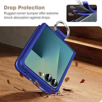 Z Flip 7 Case for Samsung Galaxy Z Flip7 5G, Ring Case for Women Silky Touch Slim Hard PC Matte Back Cover Ultra Thin Z Flip 7 Phone Case Anti-Scratch Protective Cases for Samsung Z Flip 7 5G (Blue) - color: Blue