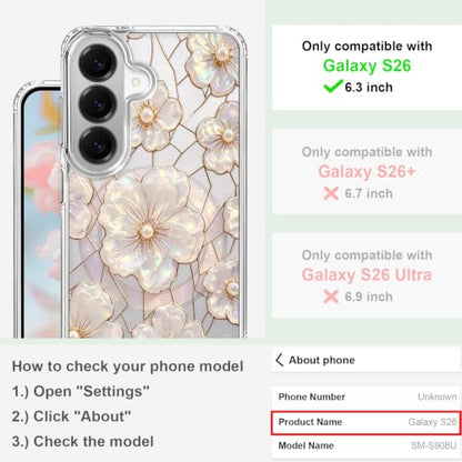 for Samsung Galaxy S26 Magnetic Case【Compatible with MagSafe】 Aesthetic Oil Painting Stained Glass Flower Design, Slim Fit Hard PC Back Shockproof Cute Clear Phone Cover, Light Pink - color: Light Pink, size: Galaxy S26