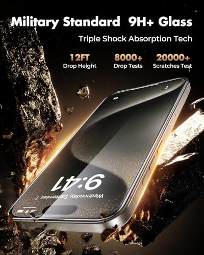UNBREAKcable 3-Pack Screen Protector for iPhone 15 Pro,Tempered Glass | Shatterproof Glass,One Pull Perfection,Auto Dust Elimination,99.99% HD Clear,Bubble Free,Full Coverage for Apple 6.1 Inch - size: iPhone 15 Pro