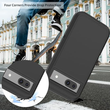 Compatible with Google Pixel 8A Case, with Belt Clip Holster Heavy Duty Rugged Shockproof Full Body Protection Kickstand Phone case for Google Pixel 8A 5G (Black) - color: Black