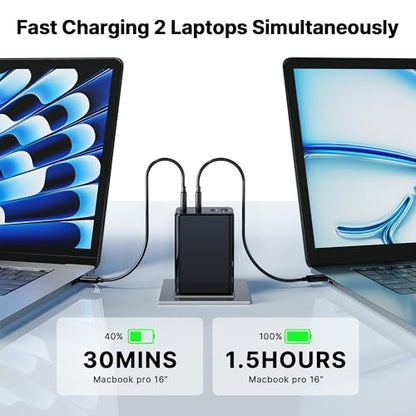 200W USB C Charger Block, Foldable 4-Port GaN5 Super Fast Charger USB C - color: Black, size: 1 Pack