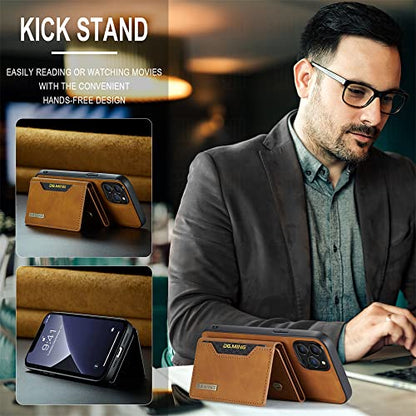 Leather Wallet Phone Cases Compatible with iPhone 14 Pro Max Case with Card Holder Men 6.7'' 2 in 1 Detachable Back Cover (Brown, IP 14 Pro Max) - color: Brown, size: IP 14 Pro Max
