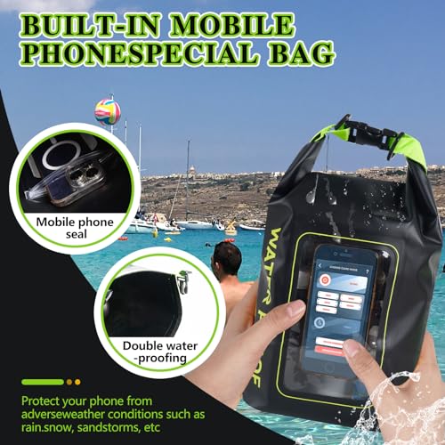 IP68 Waterproof Dry Bag,5L Roll Top Pool Bag,Large Waterproof Phone Pouch,for Boating Kayaking Camping (Black 5L) - color: black 5L