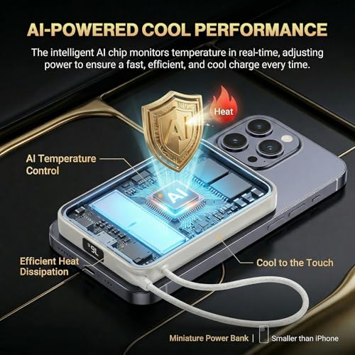 2026 FIFA Licensed 10000mAh Magnetic Power Bank with Built-in Cable and Stand, 15W Wireless Battery Pack for iPhone 17/16 Series, Apple Watch, FIFA World Cup 2026 Official Merchandise,Titanium Silver - color: Titanium Silver