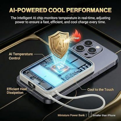 2026 FIFA Licensed 10000mAh Magnetic Power Bank with Built-in Cable and Stand, 15W Wireless Battery Pack for iPhone 17/16 Series, Apple Watch, FIFA World Cup 2026 Official Merchandise,Titanium Silver - color: Titanium Silver